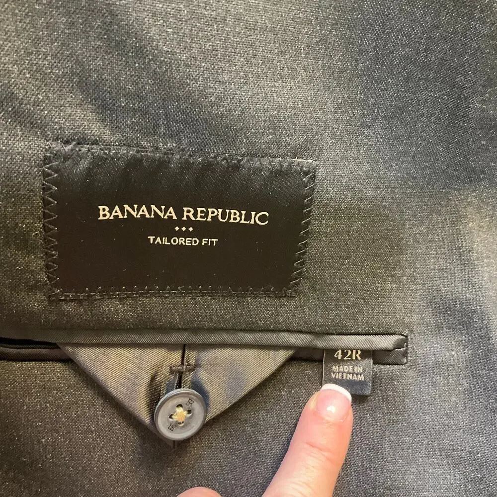 NWT Banana Republic Tailored Fit Sport Coat Blazer 42R Gray Stretch Suit Jacket